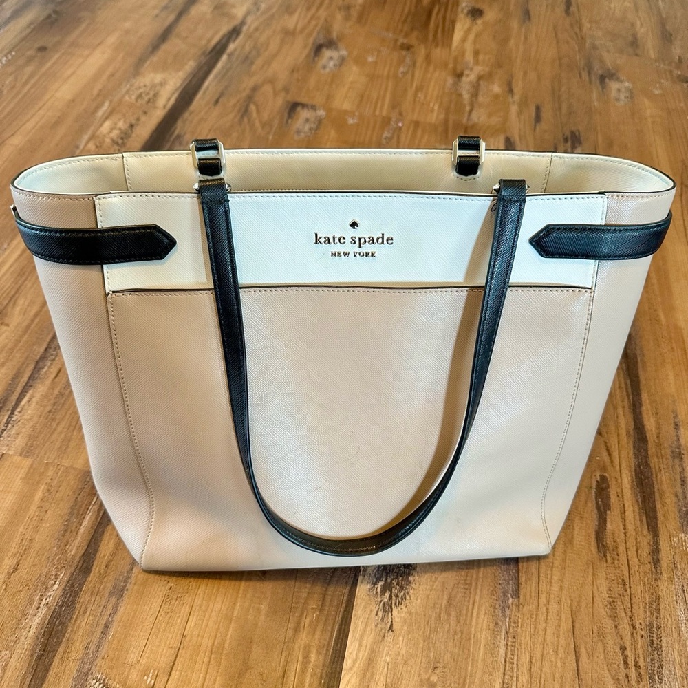 Kate Spade Cream and Black Structured Tote
